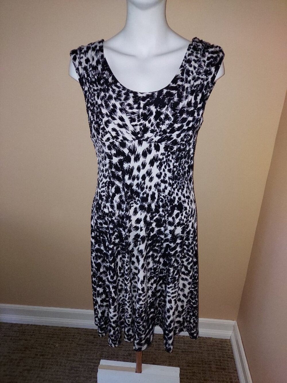 Calvin Klein Black and White Leopard Print Dress